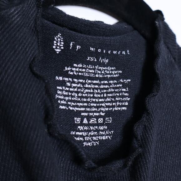 FP MOVEMENT Madeline Funnel Baby Tee Black Ribbed Crop Length Top Women's XS/S - Picture 8 of 10